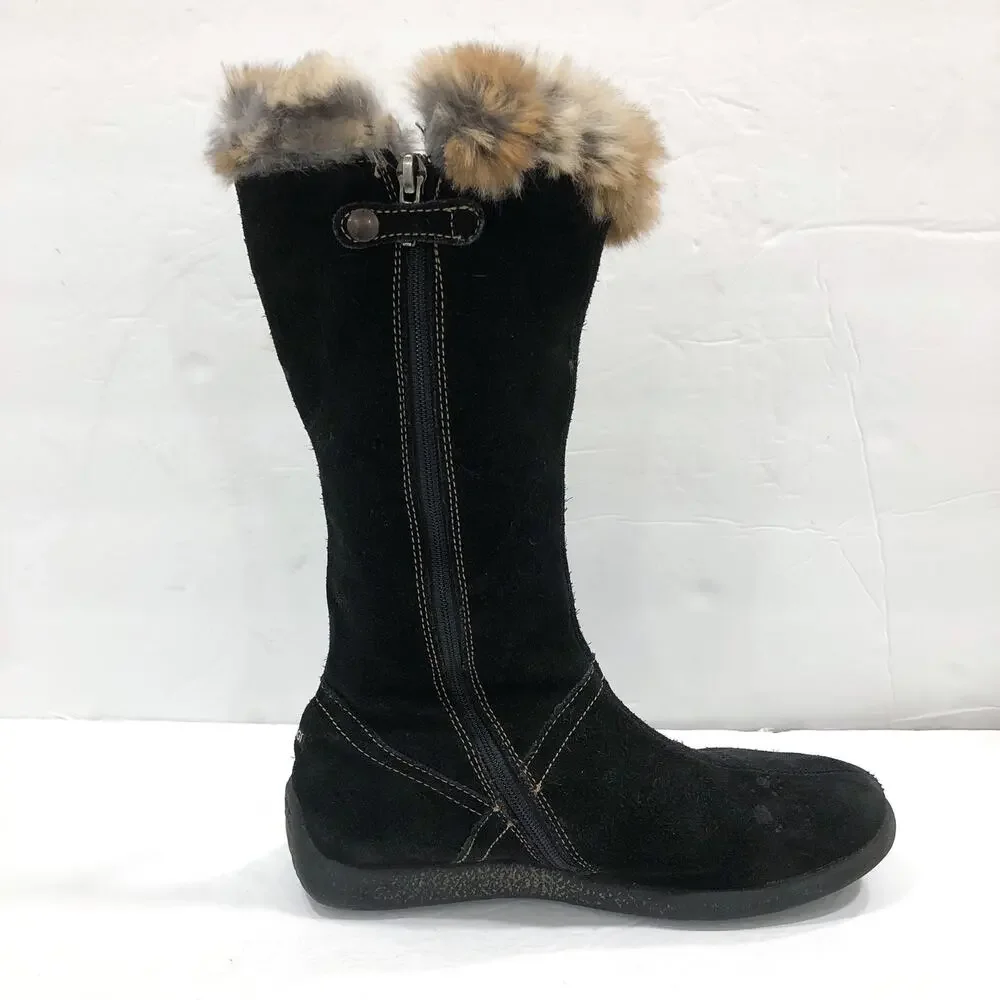 Primigi Black Suede Tall Fur Trim Boots